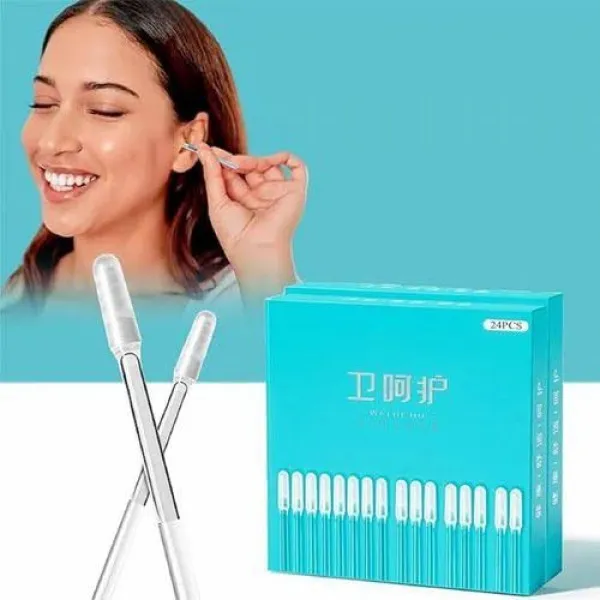 [24 Pcs Box ] Silicone EarWax Remover Sticky Ear Picks